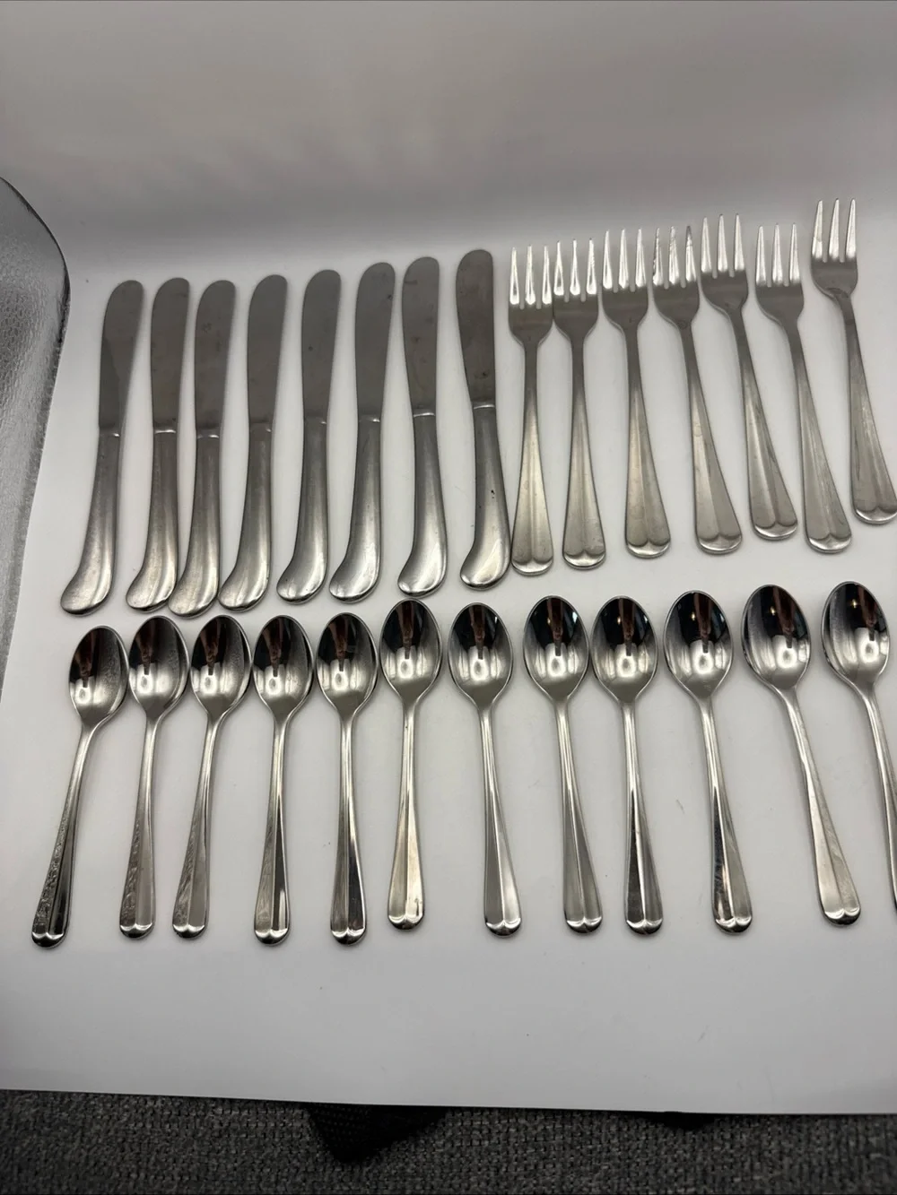 (27) Retroneu JAMESTOWN Stainless Cocktail Forks Demitasse Spoons Butter Knives